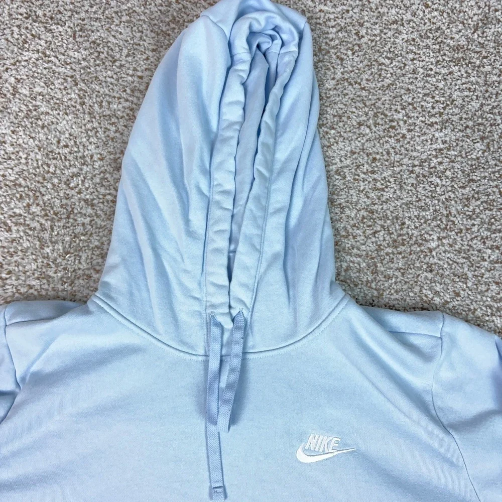 Nike Hoodie Mens Large Blue Pullover Fleece Sweatshirt Logo Club Sportswear Top